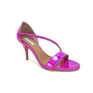 TABITHA SIMMONS Womens Pink Snake Print Nile Stiletto Slip On  Sandals 36.5